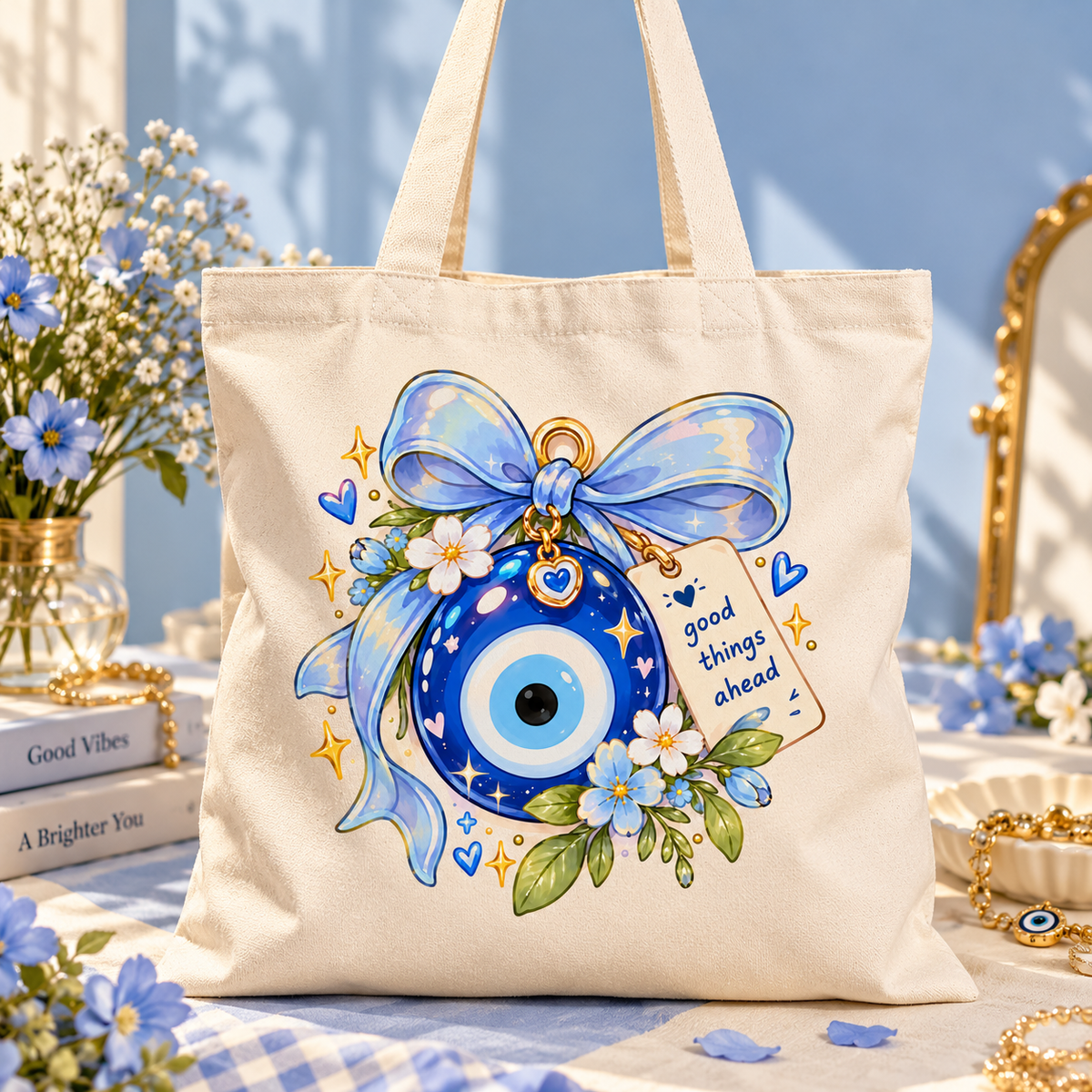 Good Things Ahead Tote in Blue Oasis