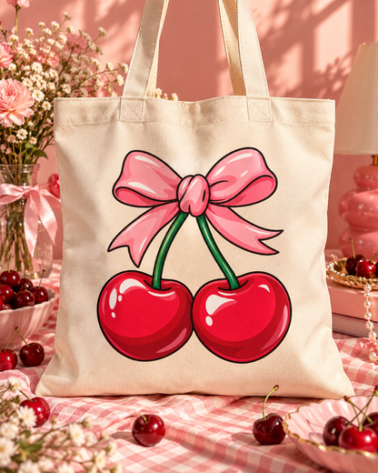 Cherry Bow Tote in a Sunlit Pink Still Life