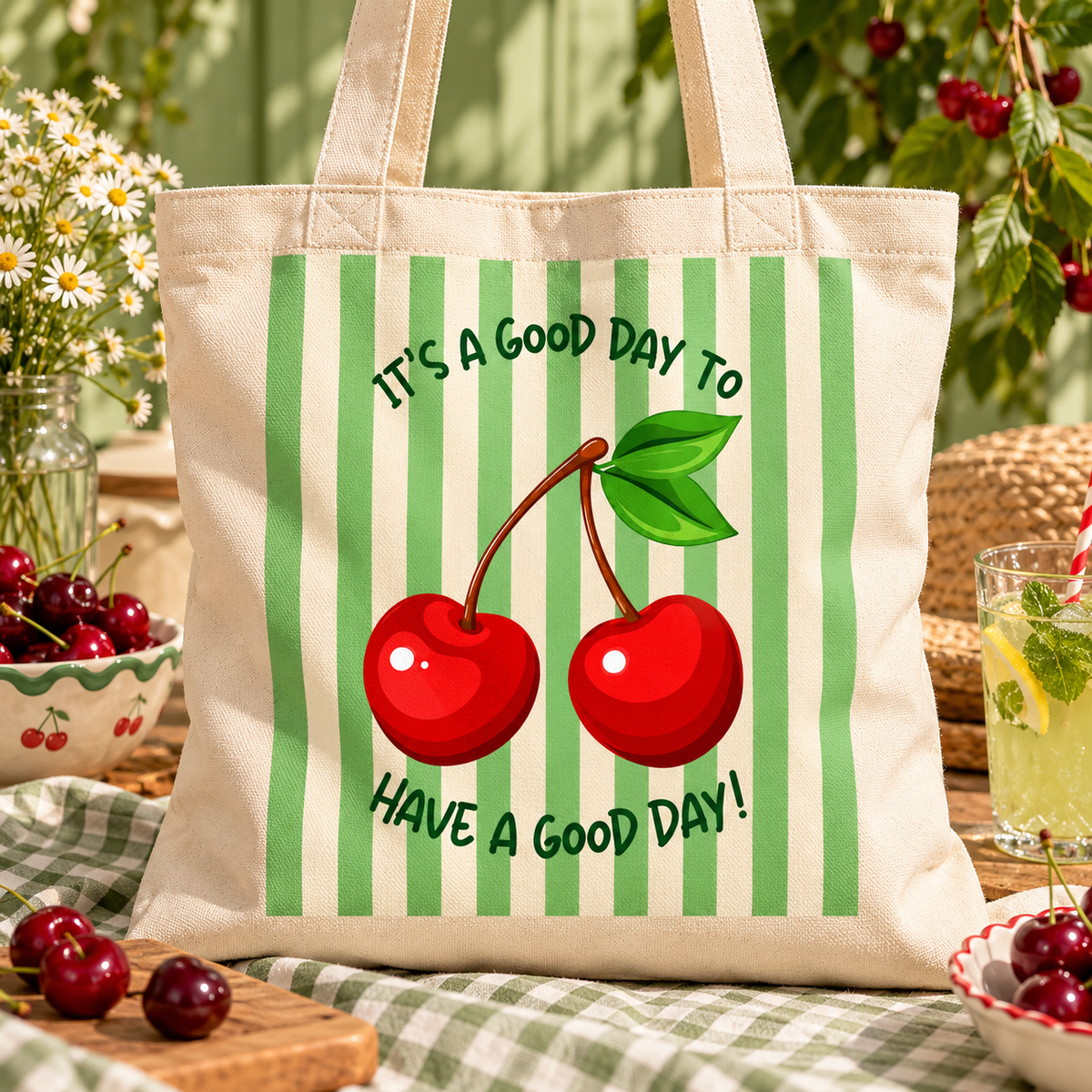 Cherry Picnic Tote Still Life