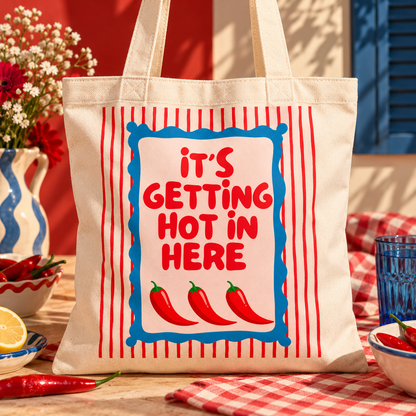 Retro Chili-Themed Tote Still Life